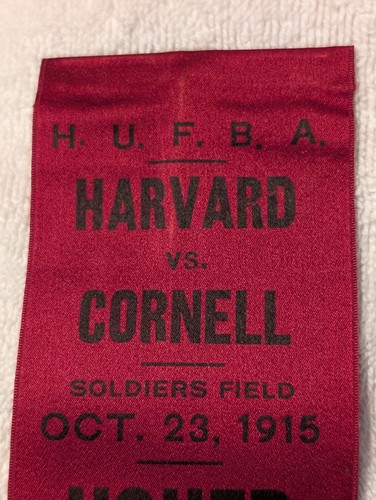 Antique 1915 Harvard vs CORNELL Football Usher Ribbon Original - Picture 2 of 5
