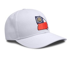 Stateline Flag Hat - Snapback Trucker Baseball Cap (Georgia, All White)