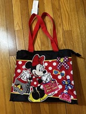 Disney Minnie Mouse Red Polka Dot Tote Bag Zip Top Shoulder Bag Disney Licensed
