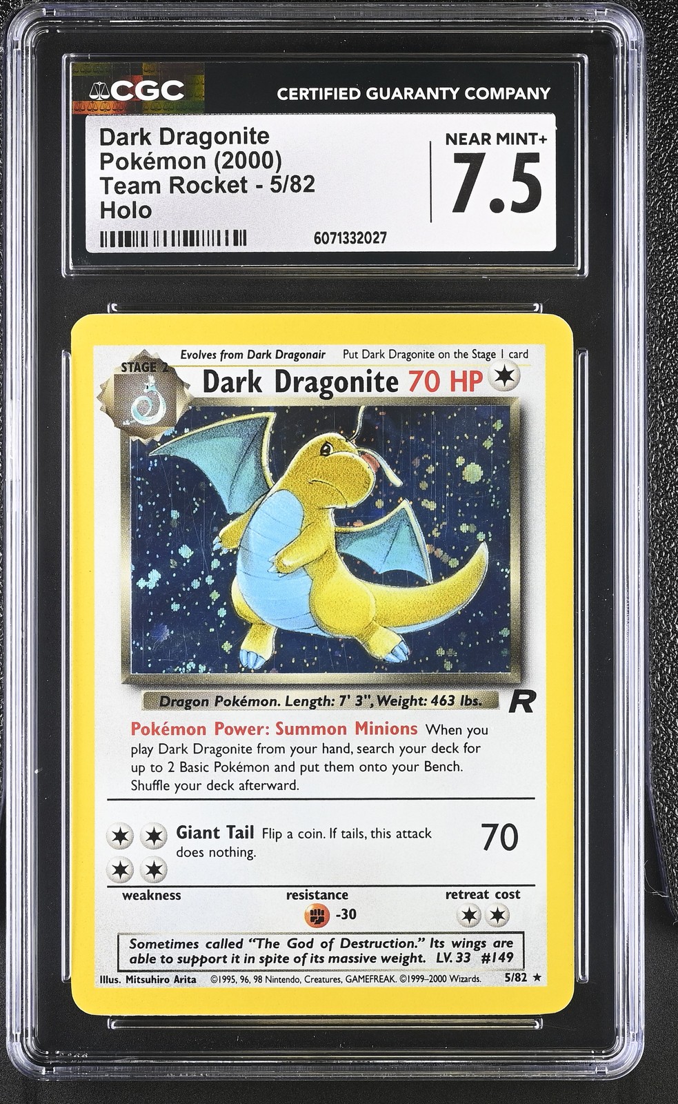 CGC 7.5 Dark Dragonite 2000 Team Rocket 5/82 Holo Pokemon Card