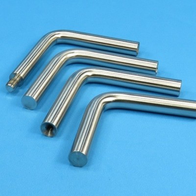 Handlaufträger Trägerbügel Ø 12 - 75x75mm VA Adapter 90° Gewinde Geschliffen V2A