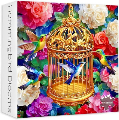 Hummingbird Blooms 1000 Pc Jigsaw Puzzle, Brand New In Sealed Box Cage Flowers