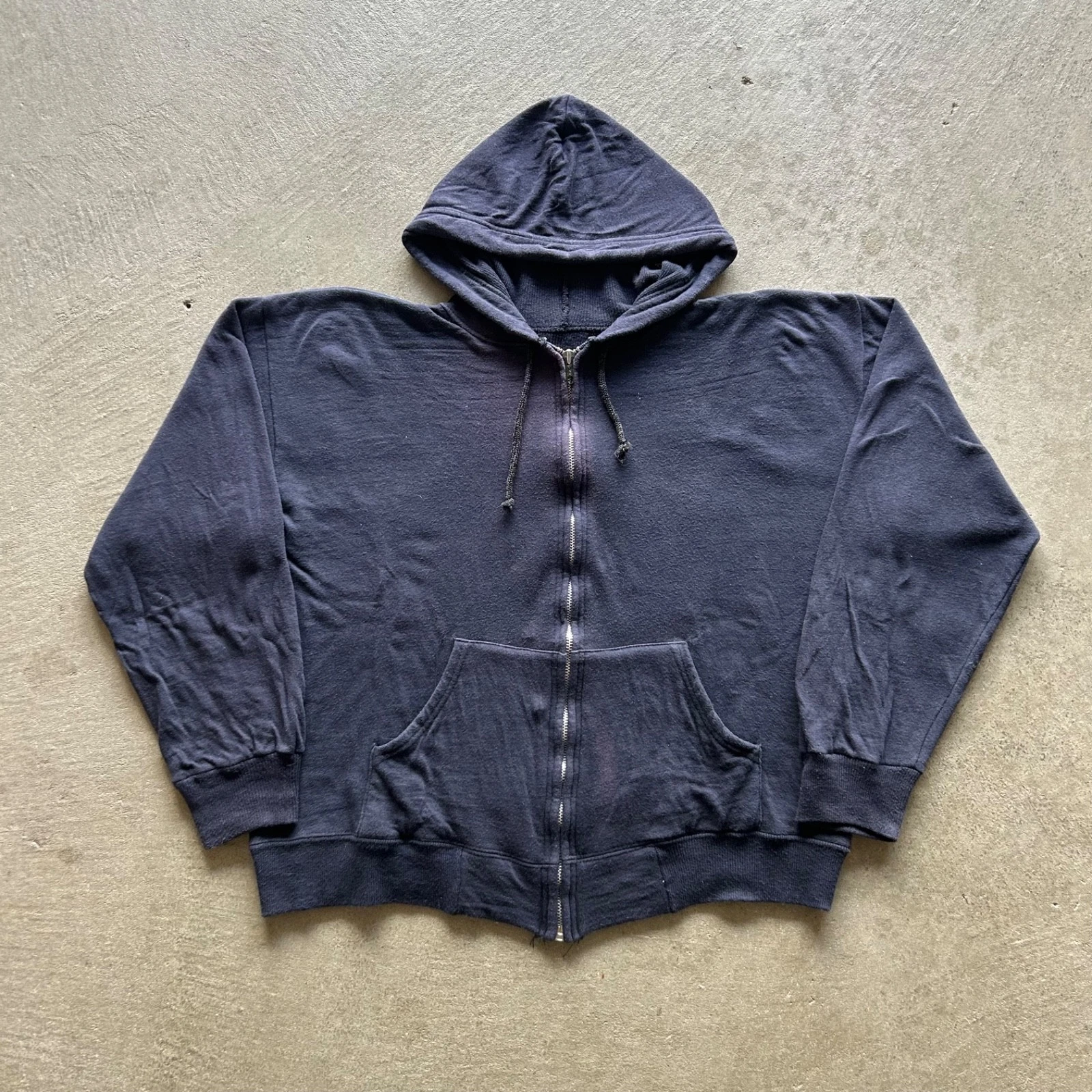 Vintage 60s 70s Thermal Lined Sweatshirt Size Medium Navy Blue Full Zip Hoodie
Opens in a new window