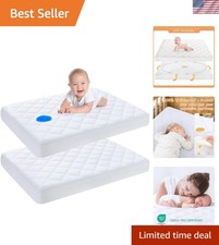 Waterproof Pack and Play Mattress Protector 2 Pack, Quilted Pack and Play Mat...