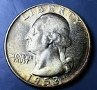 1953-S Washington Quarter 90% Sliver Beautifully Toned Uncirculated Gem