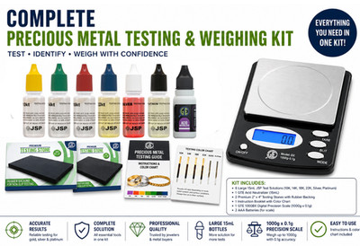 Gold Silver Platinum Testing Kit 10K 14K 18K 22K JSP Acid 1000g Digital Scale