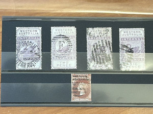 AUSTRALIA: 1800's - 5 South & Western Internal Revenue Postal Stamps - Used...