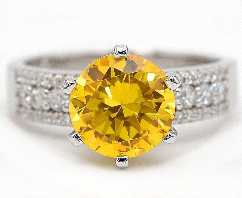 3CT Heat Treated Yellow Topaz 925 Sterling Silver Ring Sz 7 &6-7