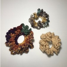 NWT Multicolor Handmade Crocheted Hair Scrunchie Set of 3