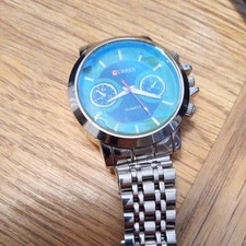 Mens Curren  Watch Large Face Working Battery In Used Condition 