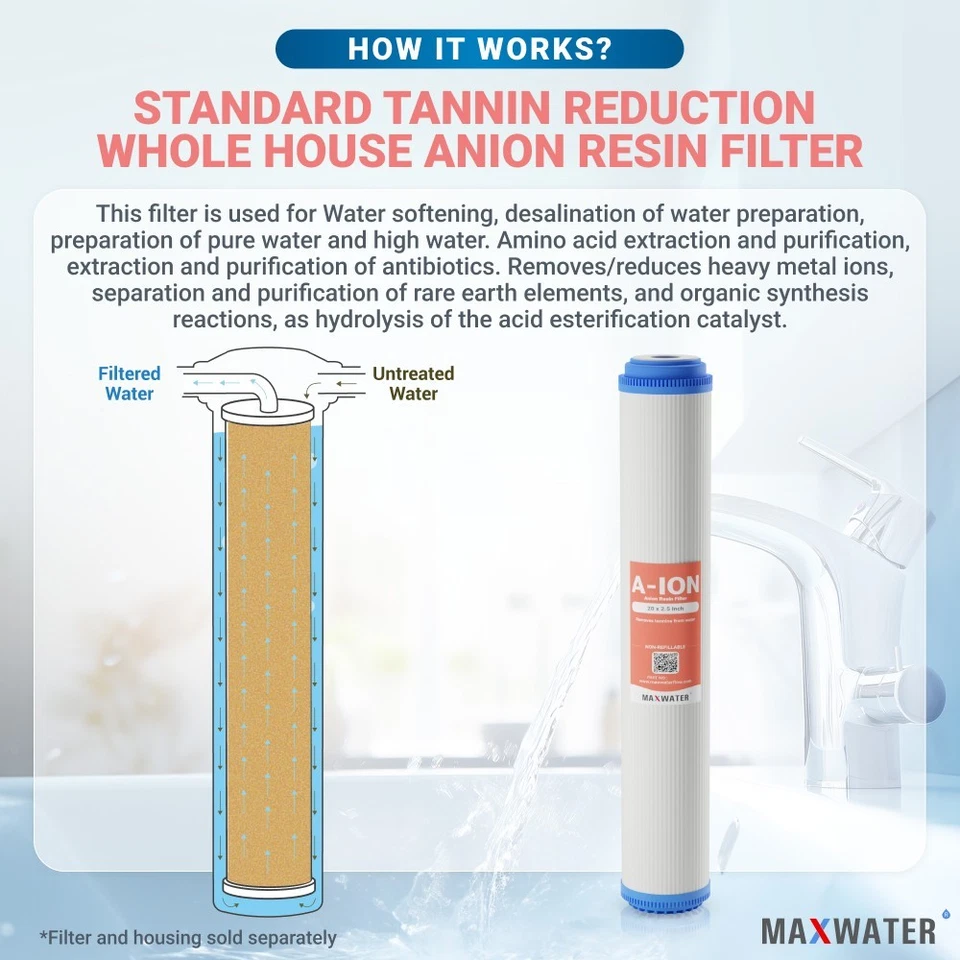 20"x 2.5" Tannins reduction Anion resin water filter (for Tannin Reduction Only) - Image 4 of 4