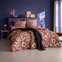 Estella Schweizer Premium Satin BettwäSche 155X220 Ilona Aubergine Blumen 2032-6