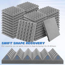 24 Pack 12 x 12 x 2 Inches Pyramid Designed Acoustic Foam Panels Sound Proof USA