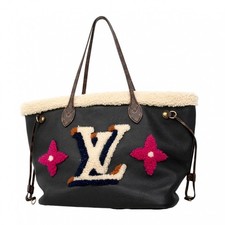Louis Vuitton Tote Bag, Shearling Monogram Flower, LV Neverfull MM M56960, Black