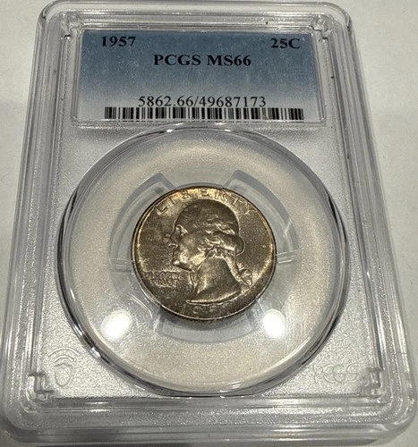 1957 Washington Quarter Silver 25C PCGS MS66 Gem BU (G28)