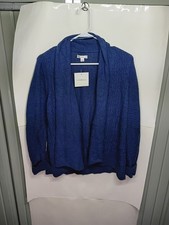 Croft and Barrow Women's Blue Open Cardigan Large Long Sleeve