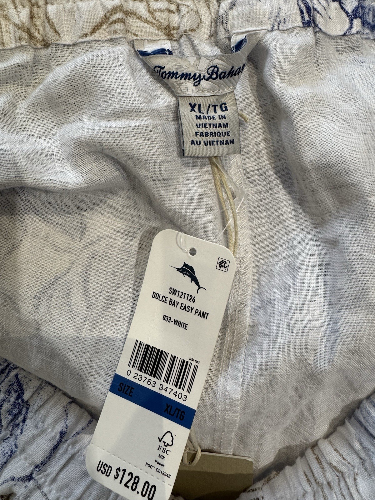 Tommy Bahama Dolce Easy Bay Floral Linen Drawstring Pants Size XL. BNWT RRP$128 image 4