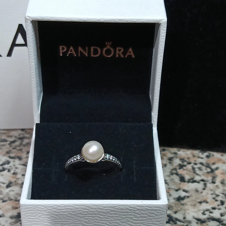  Genuino Pandora Elegante Belleza Pave Perla ALE S925 Anillo de Plata Talla 52 Foto 2 de 4