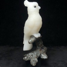 NATURAL FLAME STONE HANBAI JADE CRYSTAL QUARTZ MINERAL SPECIMEN CARVED PARROT.
