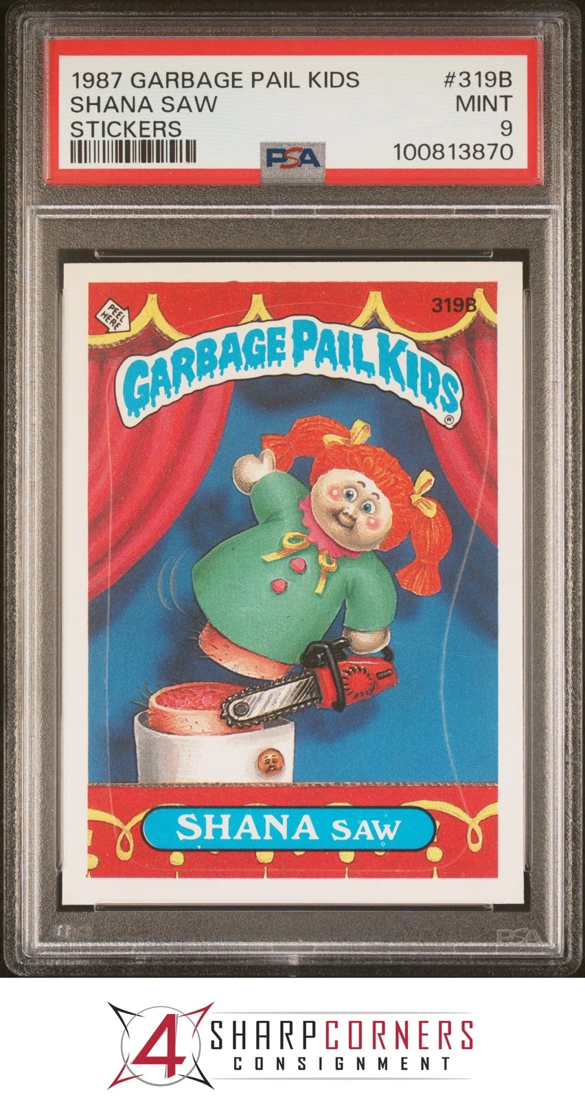1987 Topps Garbage Pail Kids Original Series 8 #319b Shana Saw front