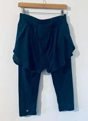 Sweaty Betty Power Double Up Capri Leggings Skirted Navy SB6243 Gym Workout S