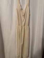 Vanity Fair Size 34 L cream Slip Nightgown lace Trim Subtle Stripe Pattern