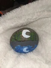 Hand Painted Rock Art Moon & Water