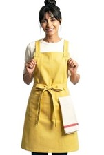 100 Cotton Kitchen Apron with 2 Pockets   Cross Back Crossback Lemon