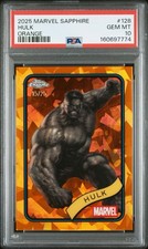2025 TOPPS CHROME MARVEL SAPPHIRE EDITION ORANGE #128 HULK 15/25 PSA 10 Pop 2!