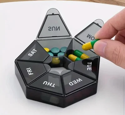 Tablettenbox 7 Tage Medikamentenbox Tägliche Einnahme Supplement Box Kompakt - Bild 1 von 4