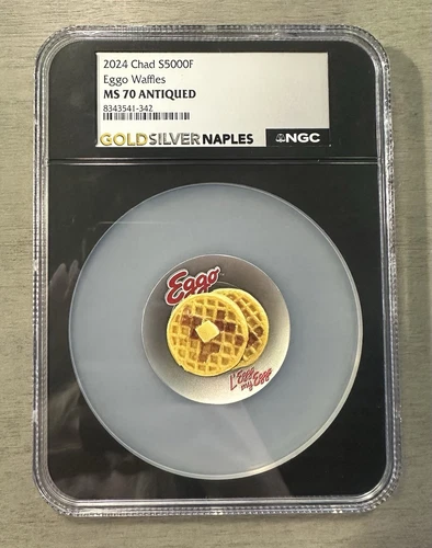 2024 CHAD 5000F EGGO WAFFLES PLATE - NGC MS70 - 999 SILVER W/ Box Coa