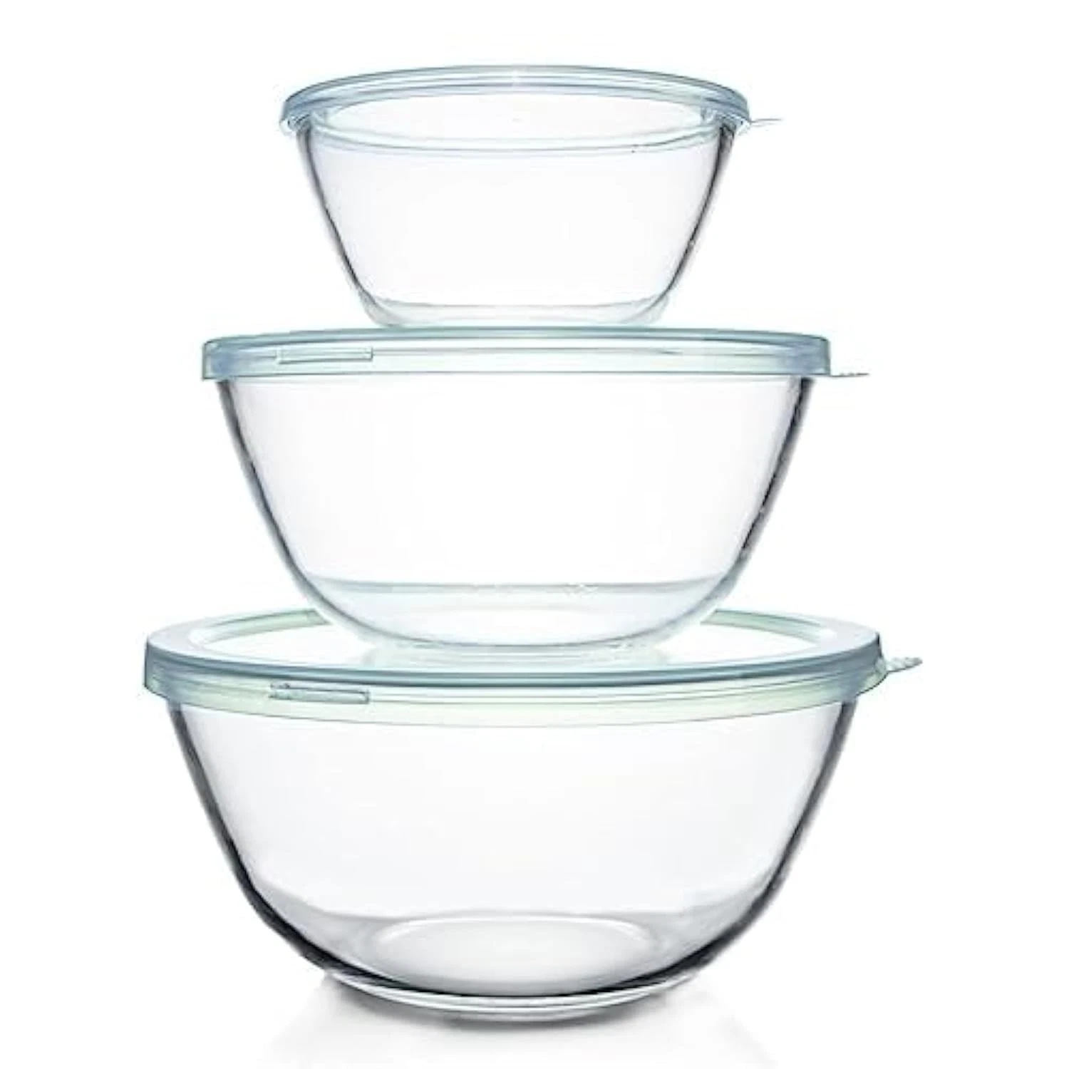 Glass Mixing Bowls with Lids Set(4.5QT, 2.7QT, 1.1QT)-Large Glass Mixing Bowl...