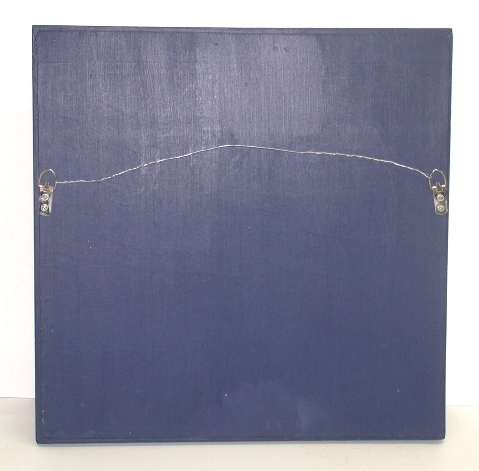 Primitive Prim Barn Wood Frame Featuring 3D Star ~ Blue & White ~ 18" x 18" x 4" - Image 3 of 3