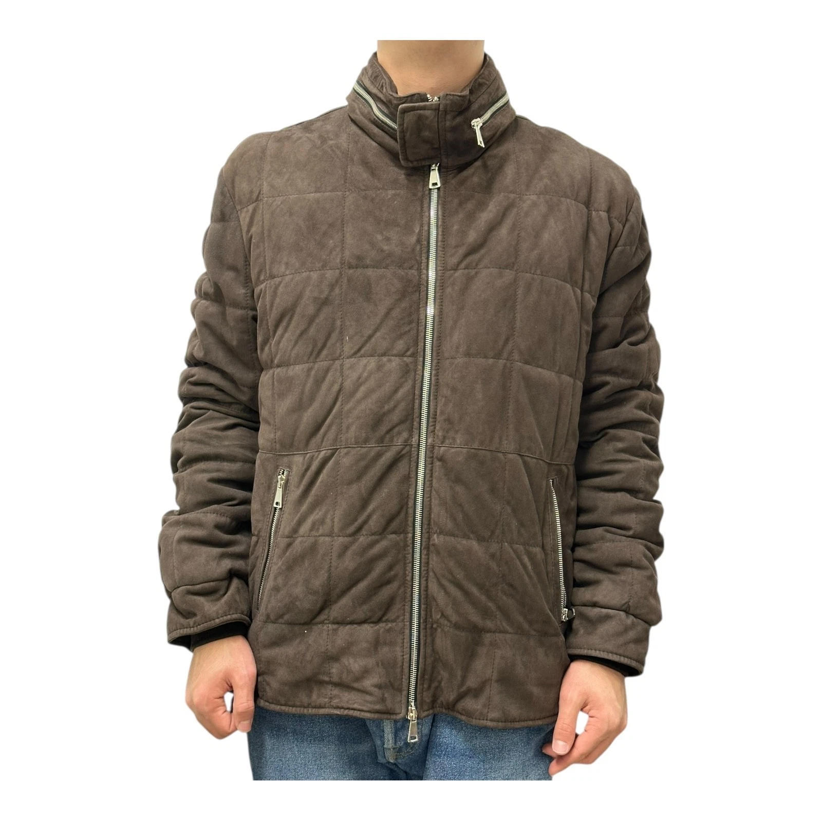 G. Inglese Italian Suede Jacket - Handmade Sartorial Bomber - Brown - Size 56 - product detail image 2
