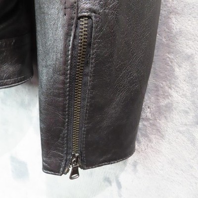 Vera Pelle Leather Jacket Mens Medium Stripe Biker Moto Zip