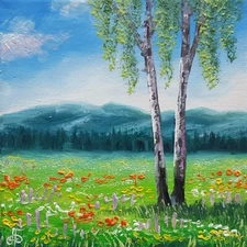 Original Oil Painting Summer Landscape Wall Art Home Decor Gift Hand Painted