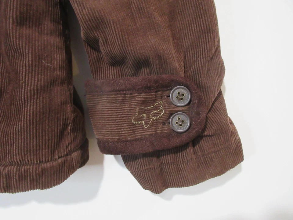 ÚNICA Talla L FOX GIRLS De Colección Y2K Piel Sintética Forrada Algodón Marrón Pana Chaqueta Bolsillo Foto 4 de 4
