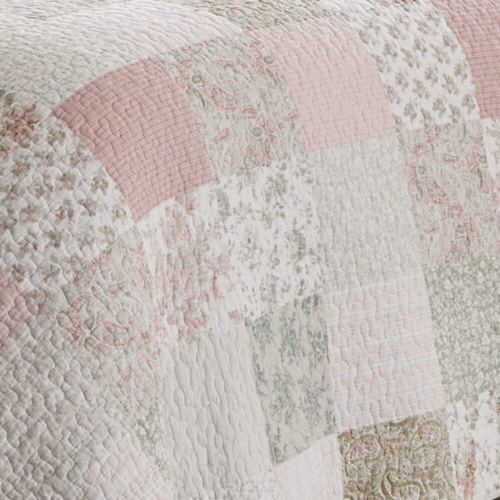 Laura Ashley Celina Set Trapunta Queen 3pz Reversibile Rosa Patchwork Nuovo con scatola - Foto 9 di 12