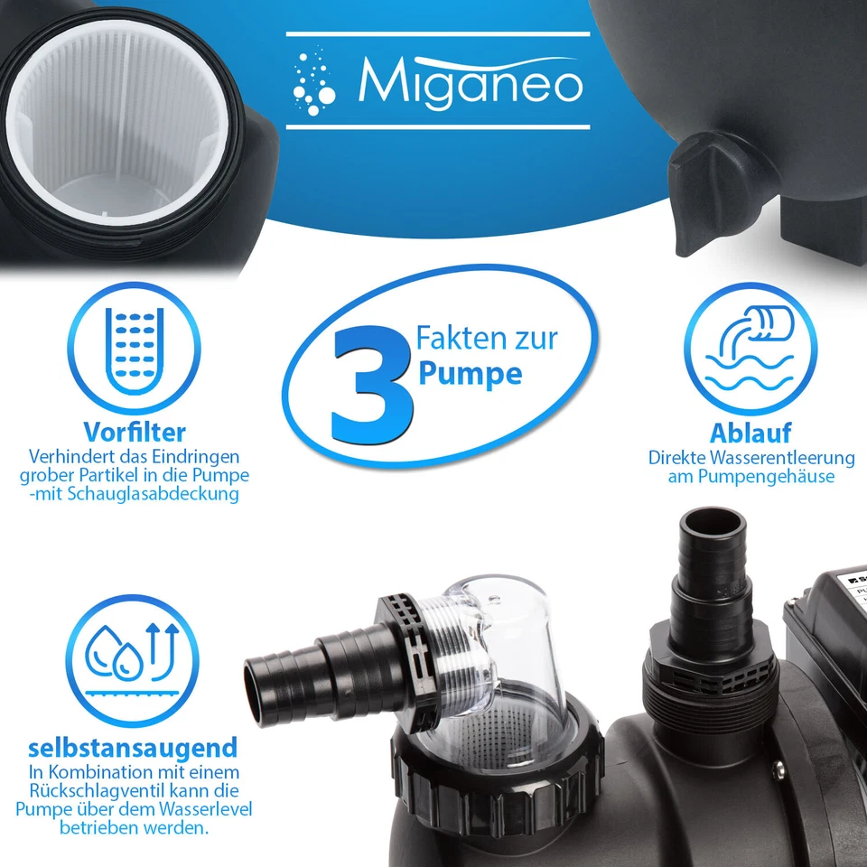 Miganeo Sandfilteranlage Dynamic 3,9-11,0 m³ Sandfilter Pool Filteranlage Pumpe - Bild 4 von 4
