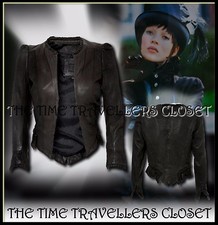 Kate Moss Topshop Charcoal Black Vintage 20s Victorian Leather Jacket Uk 14 42