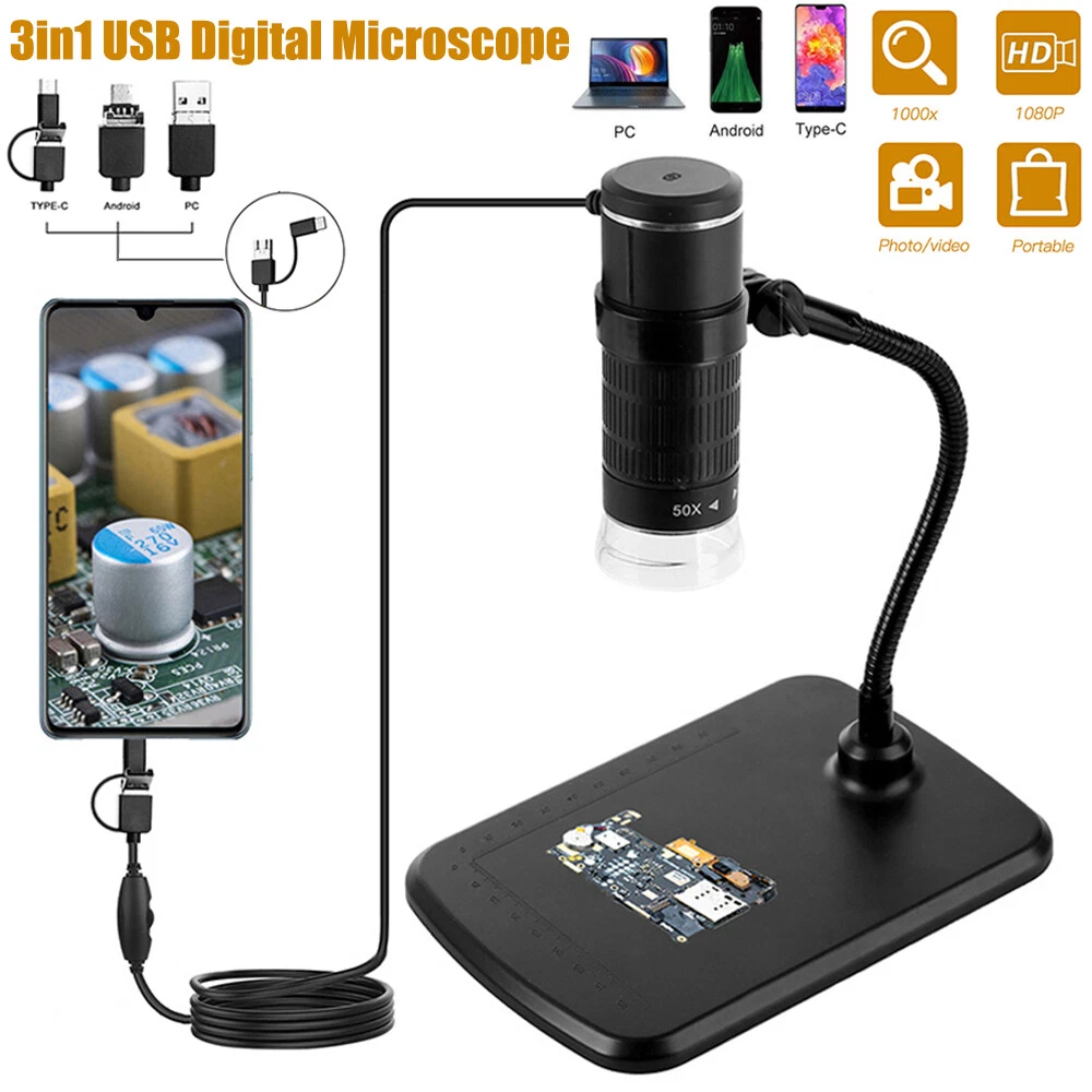 1000X Microscopio Digital Lupa 1080P HD Cámara Para Soldadura PCB Inspección