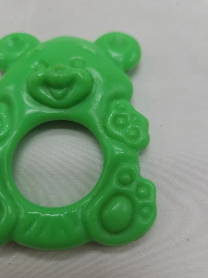 Vintage The First Years Baby Teether Teething Ring - Green BEAR 1976 - Image 4 of 4