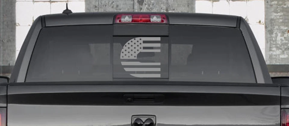 Calcomanía de vinilo personalizada bandera estadounidense para Dodge Ram ventana trasera deslizante Foto 4 de 4