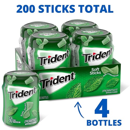 Trident Gomma Senza Zucchero alla Menta Piperita Non Avvolta, 4 Bottiglie da 50 Pezzi (200 Pezzi Totali) - Foto 4 di 14