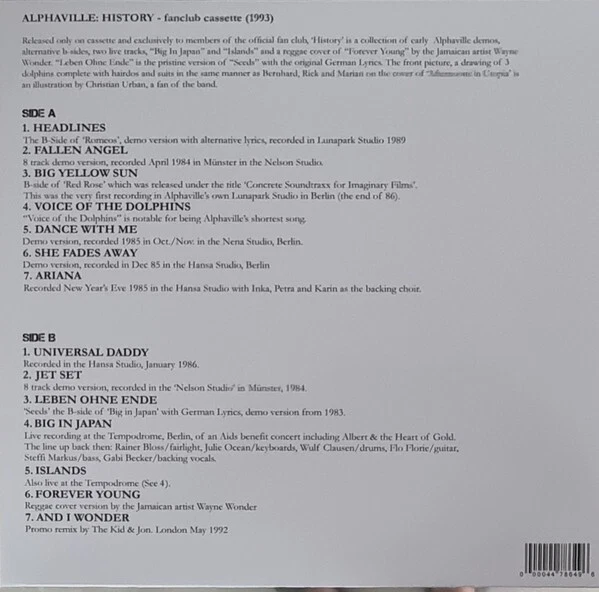 Alphaville - History Lathe cut record Foto 2 de 4