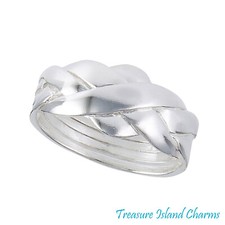 Solid 925 Sterling Silver 4-Piece 4-Band Braid Puzzle Ring Size 6,7,8,9,10,11,12