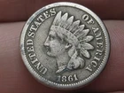 1861 Copper Nickel Indian Head Cent Penny- VG/Fine Details