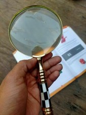 Magnifying Glass Map Reading Antique Brass Magnifier Handle Mother of Pearl