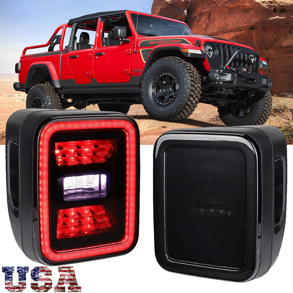Smoked LED Tail Lights Turn Signal Brake Reverse Jeep Gladiator JT 2020-2023