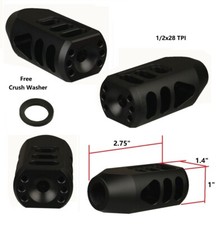1/2-28 TPI 1/2x28 Thread Tanker Muzzle Brake Linear Comp Combo,Exit Port Dia.8mm